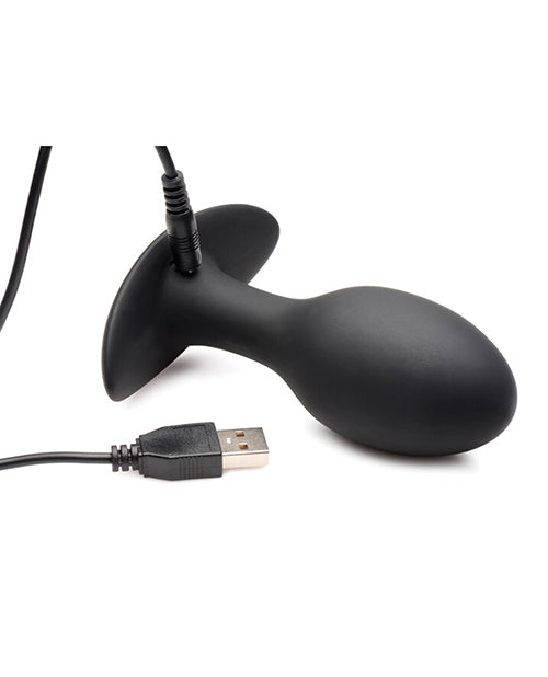 Rooster Rumbler Vibrating Silicone Anal Plug Large Black with USB charging cord