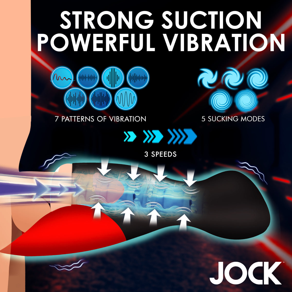 Sucking and Vibrating Pussy Masturbator with strong suction, powerful vibration, 7 patterns, and 5 sucking modes.