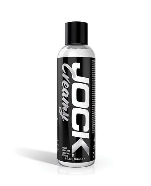 Curve Toys Jock Creamy Cum Hybrid Lubricant 8 oz bottle on a white background.