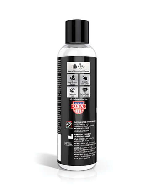 Curve Toys Jock Creamy Cum Hybrid Lubricant 8 oz bottle with black label showing ingredients and usage instructions.