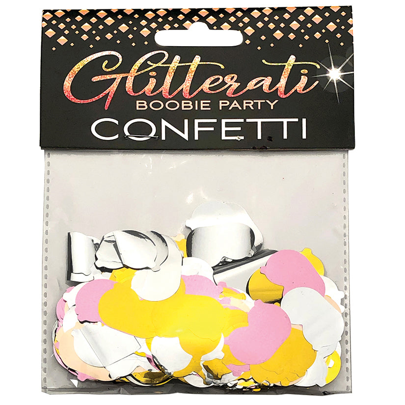 Glitterati Boobie Confetti Metallic Party Favor package with colorful confetti pieces for adult celebrations.