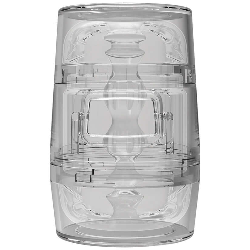 Main Squeeze Pop-off Optix Stroker Crystal, transparent stroker design, compact and visually appealing