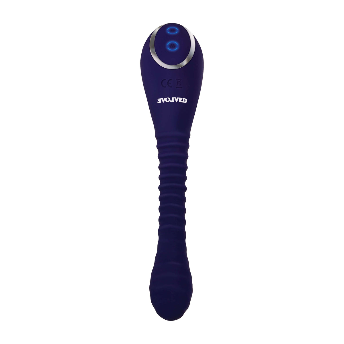 Bendable Sucker Dual End Silicone Vibrator Purple showcasing its sleek design and powerful features.