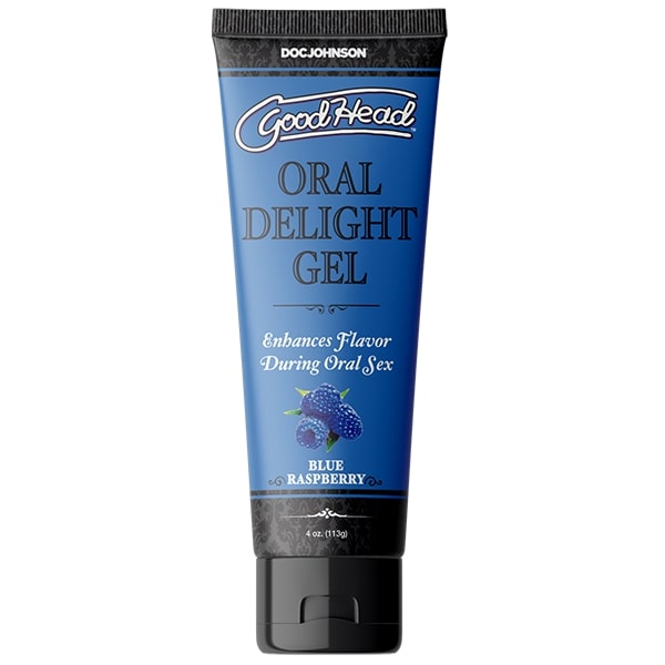 goodhead Oral Delight Gel Blue Raspberry 4 Oz tube for enhancing flavor during oral play