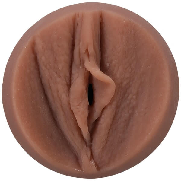 Main Squeeze lexi2legit Ultraskyn Pussy Stroker Caramel top view showing realistic inner texture.