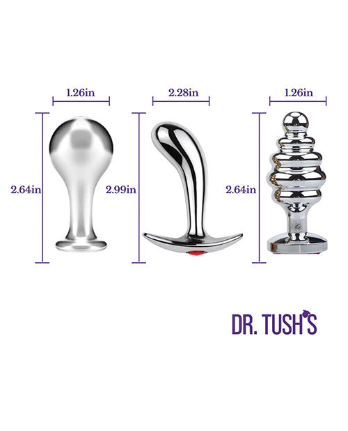Dr Tush's Tools of Temptation Small Anal Plug Set Metal - Image 3