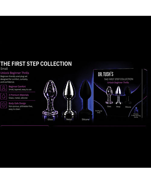 Dr Tush's First Step Anal Plug Set Glass Metal Silicone - Image 5