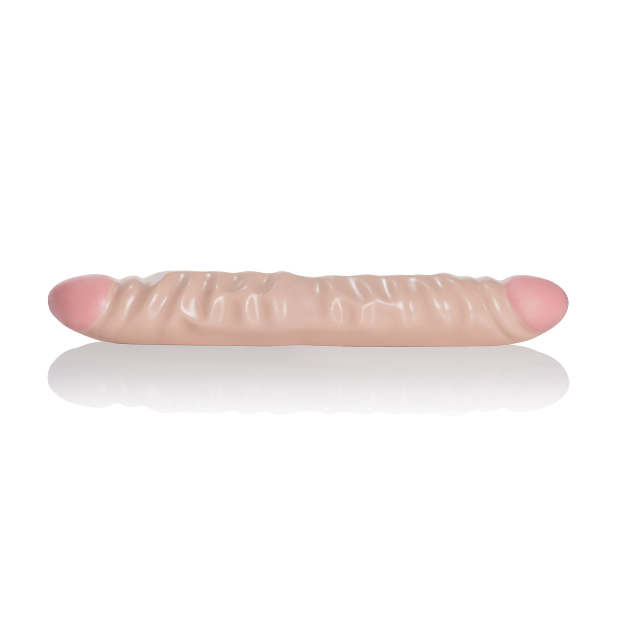 CalExotics Ivory Duo 12 Inch Veined Double Dong, a versatile double-ended pleasure toy for shared intimacy.