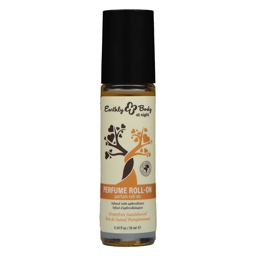 Earthly Body At Night Aphrodisiac Roll On Perfume Grape 0.34 Oz in a portable roll-on bottle.