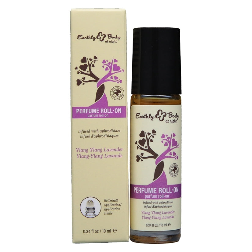 Earthly Body At Night Aphrodisiac Roll On Perfume Ylang 0.34 Oz in an attractive packaging with a roller applicator.