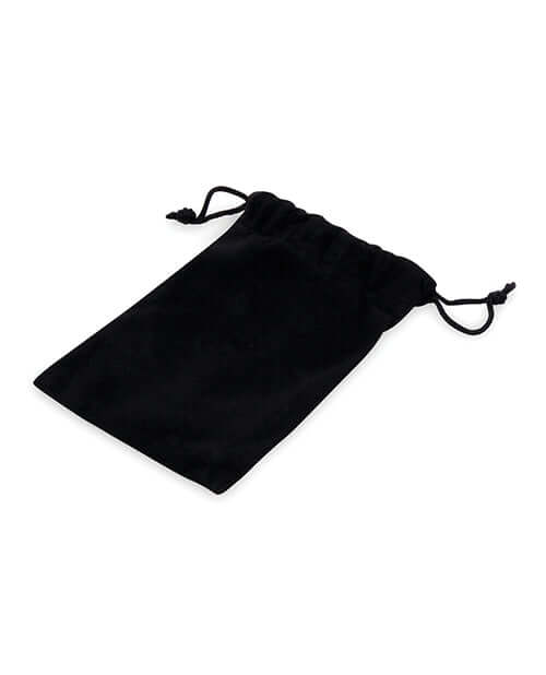 Black velvet drawstring pouch for secure storage of intimate items.