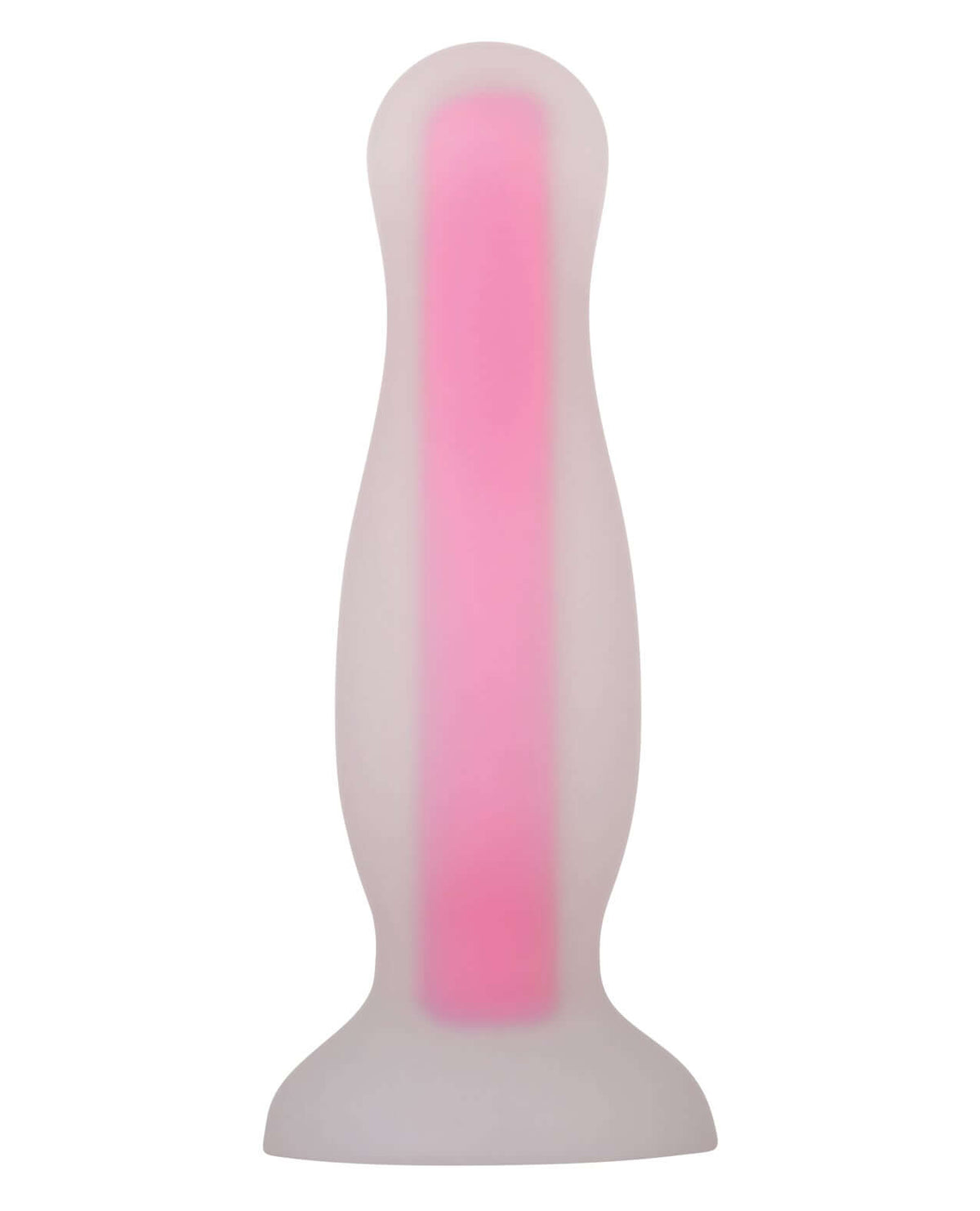 Evolved Luminous Glow Butt Plug Small Pink showcasing its glowing design and smooth flexible surface.