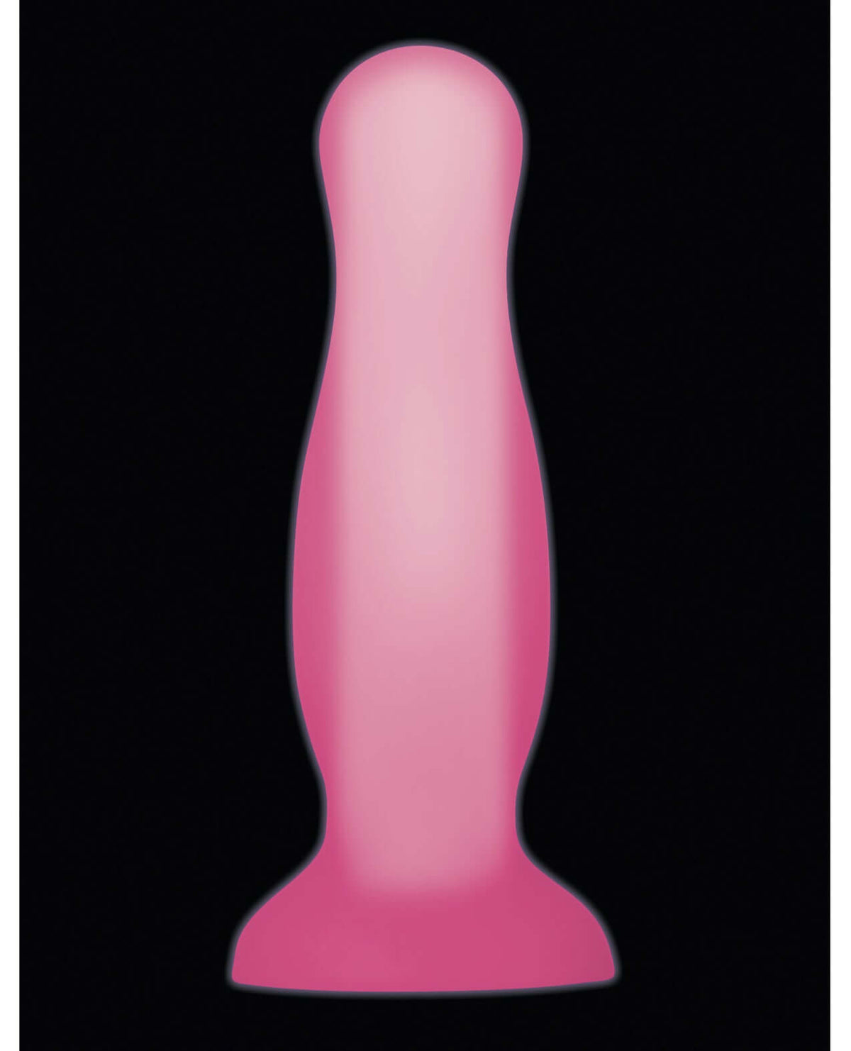 Evolved Luminous Glow Butt Plug Small Pink glowing in the dark, ideal for beginner anal play.