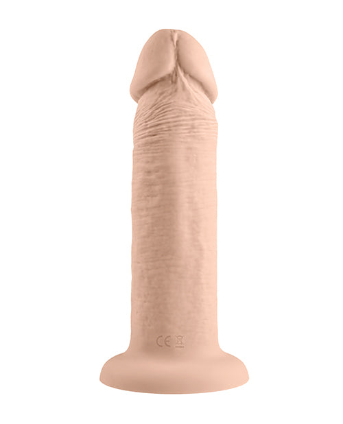 Evolved 6 Inch Vibrating Silicone Dildo Ivory showing realistic textures and suction cup base for hands-free use.