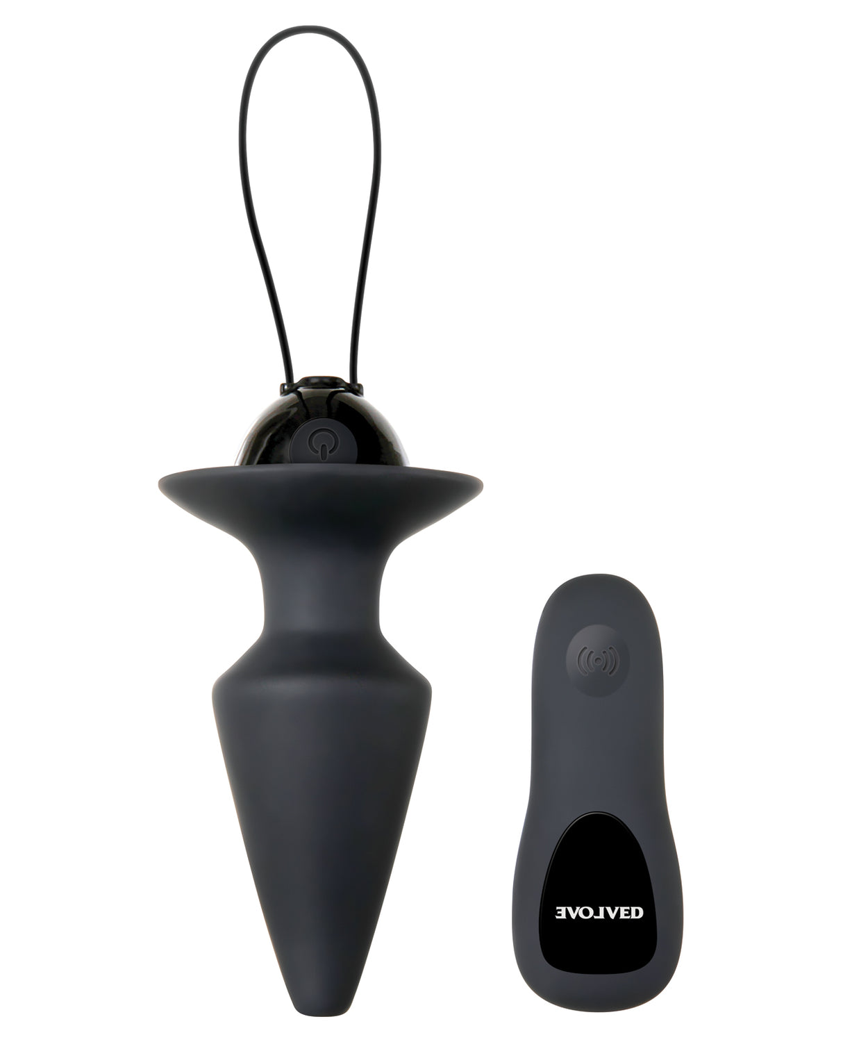 Evolved Plug & Play Remote Anal Plug Black with wireless remote for hands-free use