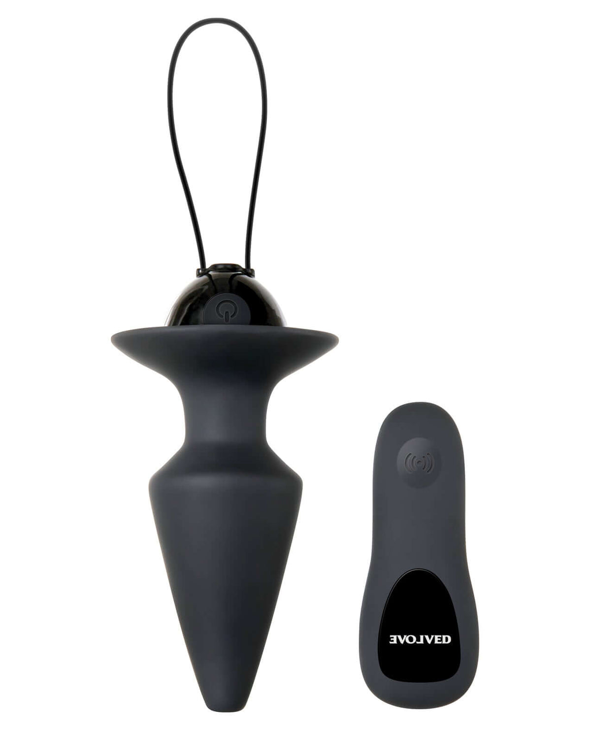 Evolved Plug & Play Remote Anal Plug Black with wireless remote for hands-free use