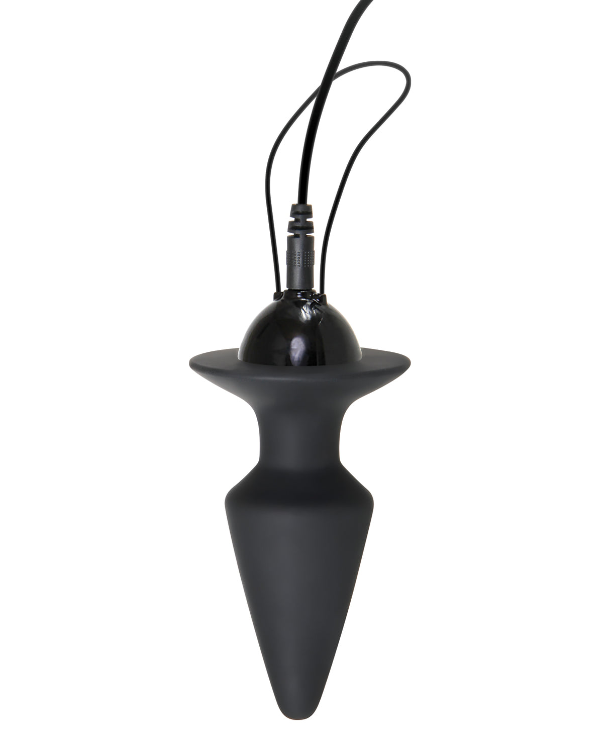 Evolved Plug & Play Remote Anal Plug Black - silicone butt plug with a tapered shape and remote control for anal pleasure.