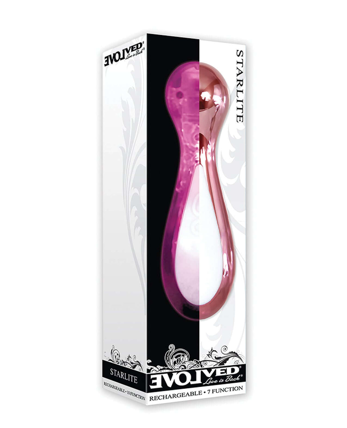 Evolved Starlite Bullet Vibrator Pink packaging featuring its stylish design and features.