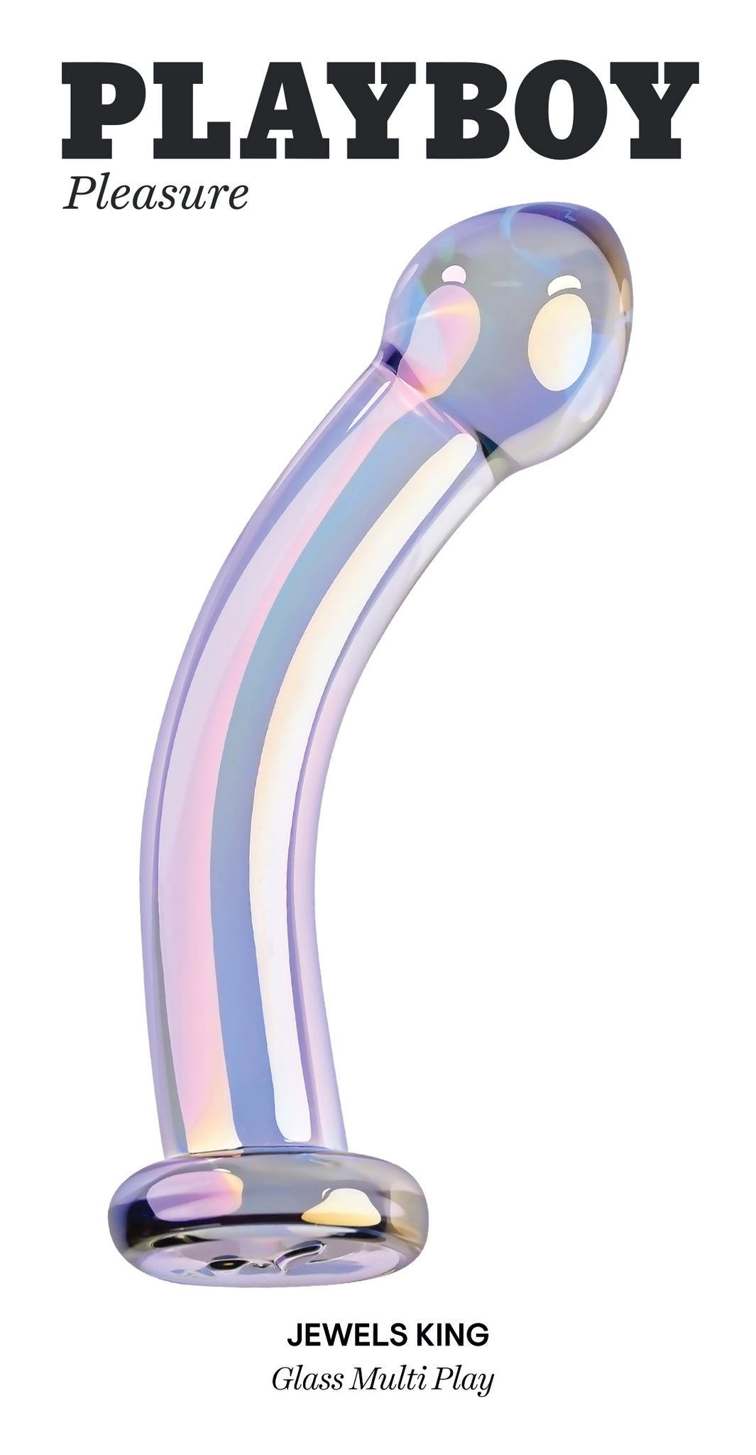 Playboy Jewels King Glass Probe Purple for anal and vaginal pleasure, featuring a smooth design and eye-catching sparkle.