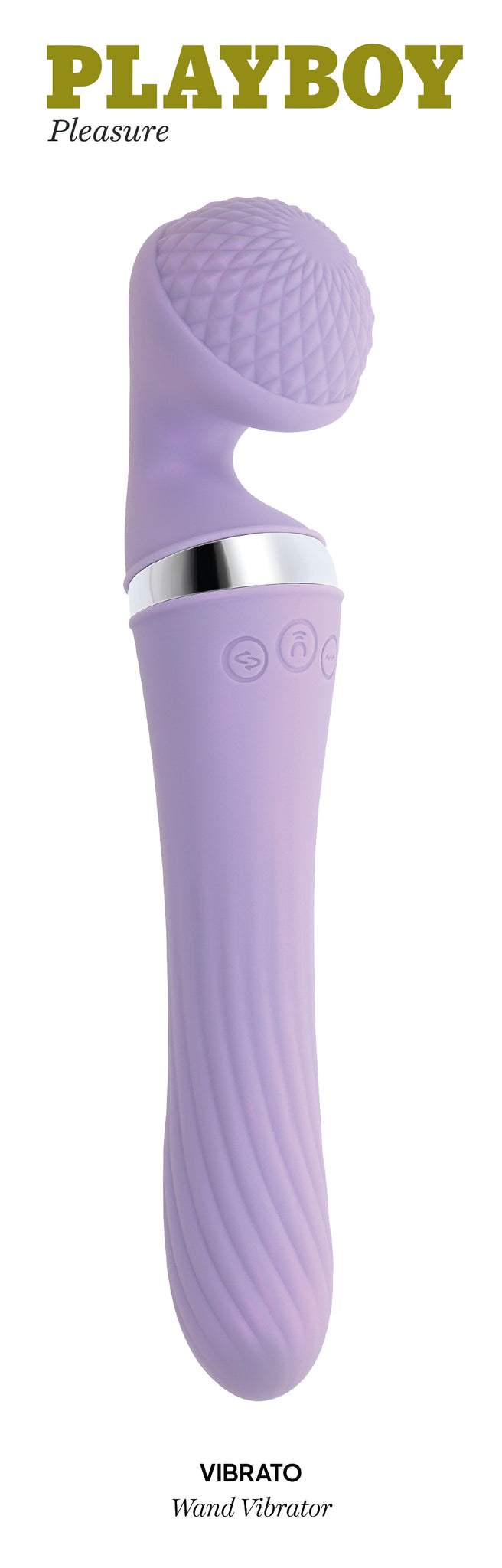 Playboy Vibrato Dual Ended Silicone Wand Vibrator Purple with textured head and sleek design.