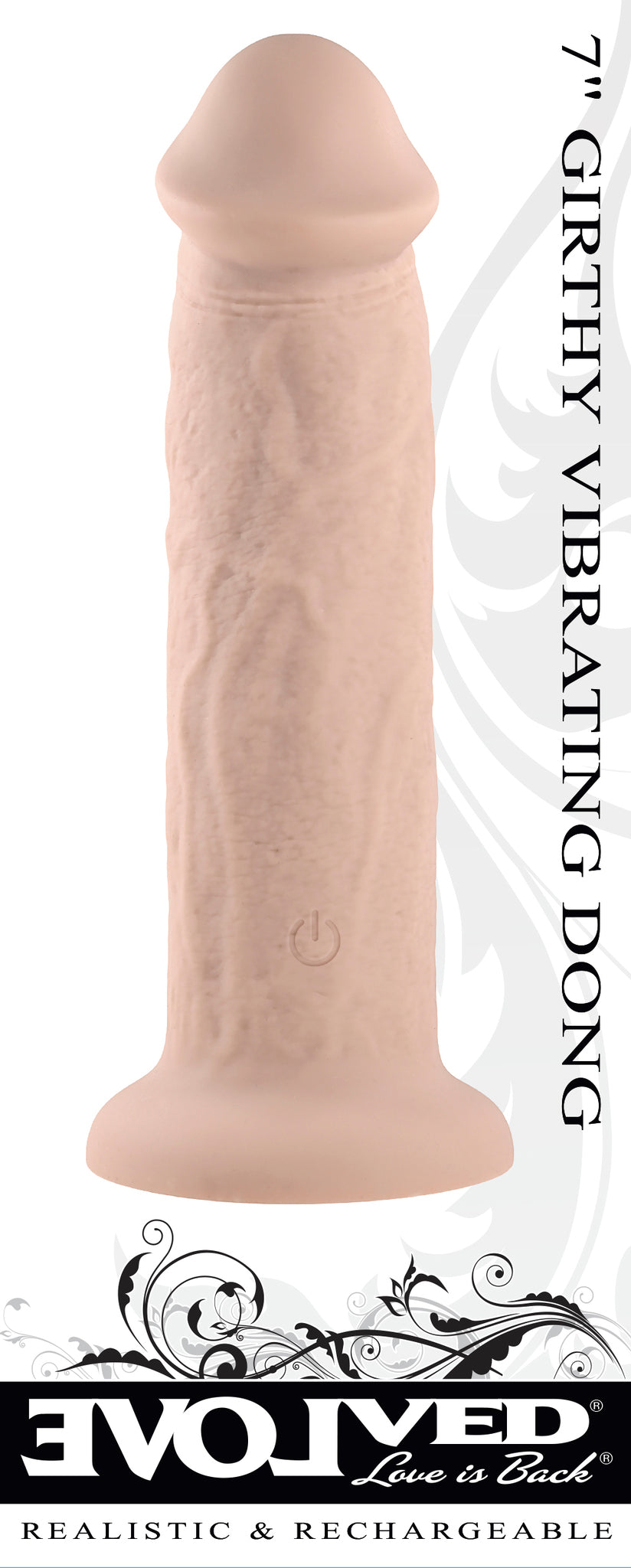 Evolved 7 Inch Girthy Vibrating Dong Vanilla showcasing its realistic design and powerful vibrations.