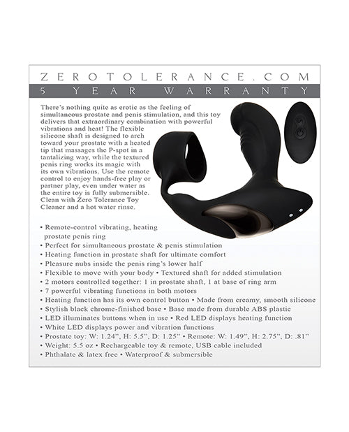 Zero Tolerance Strapped & Tapped Prostate Massager Black features powerful vibrations and flexible silicone design.