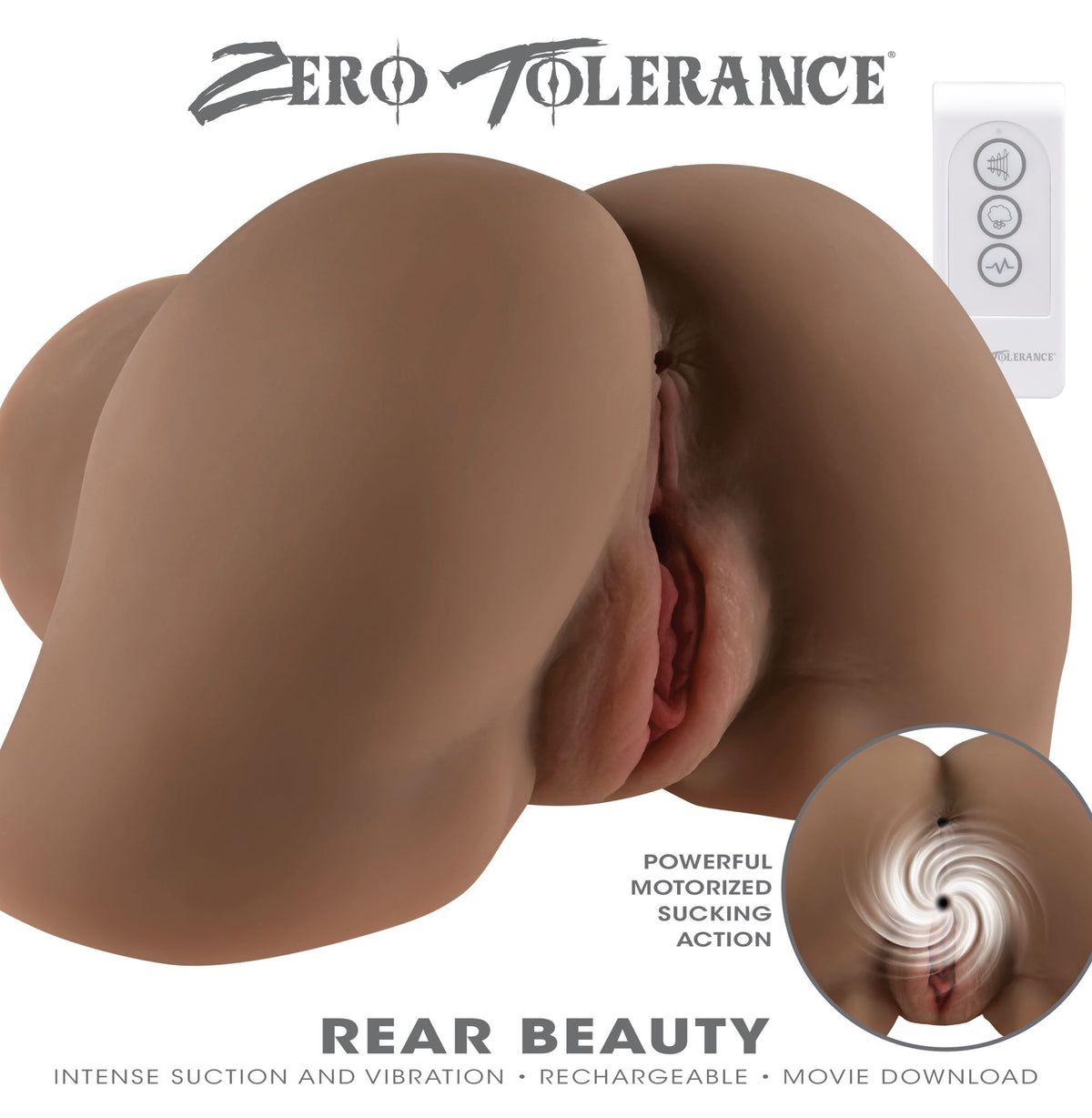 Zero Tolerance Rear Beauty Dark Vibrating Stroker showcasing lifelike dual-channel design and powerful motors for stimulation.