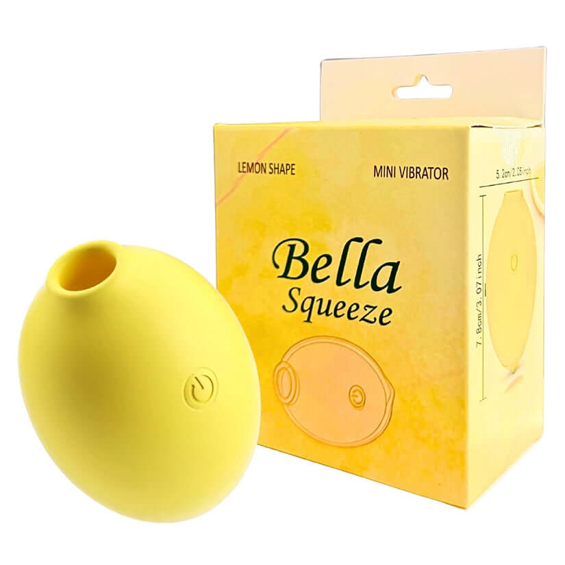 Bella Squeeze Lemon Shaped Mini Vibrator in lemon shape packaging, a compact and playful personal massager.