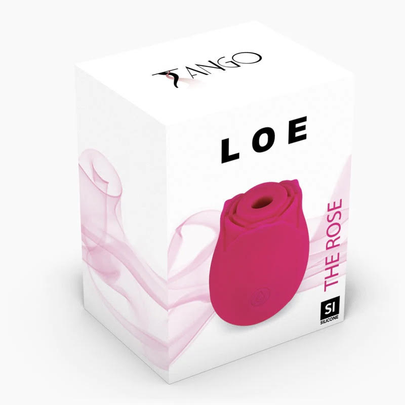 Loe The Rose Premium Suction Stimulator Neon Pink packaging with rose design and vibrant color.