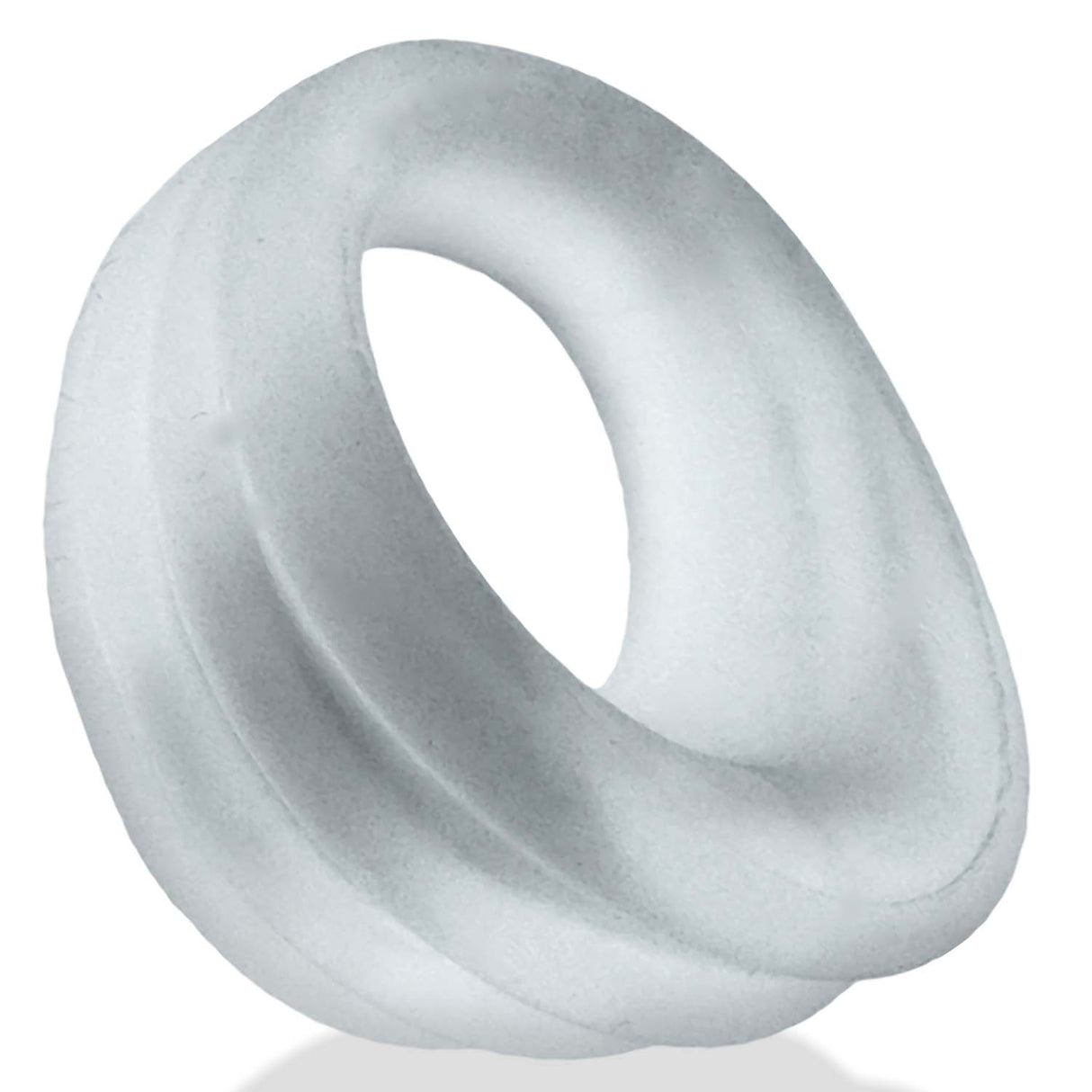 Oxballs Expander Slimmer Scoop Style Cockring Clear Steam with a smooth, ribbed design and lightweight feel.