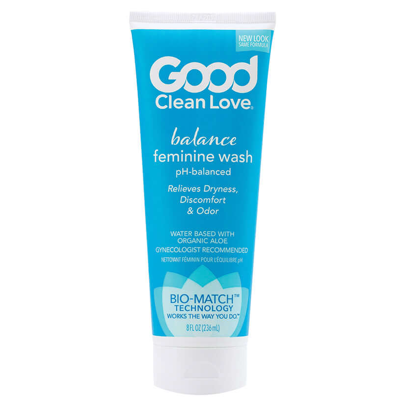 Good Clean Love Balance Moisturizing Wash 8 Oz tube for feminine care, pH-balanced, gynecologist-recommended.