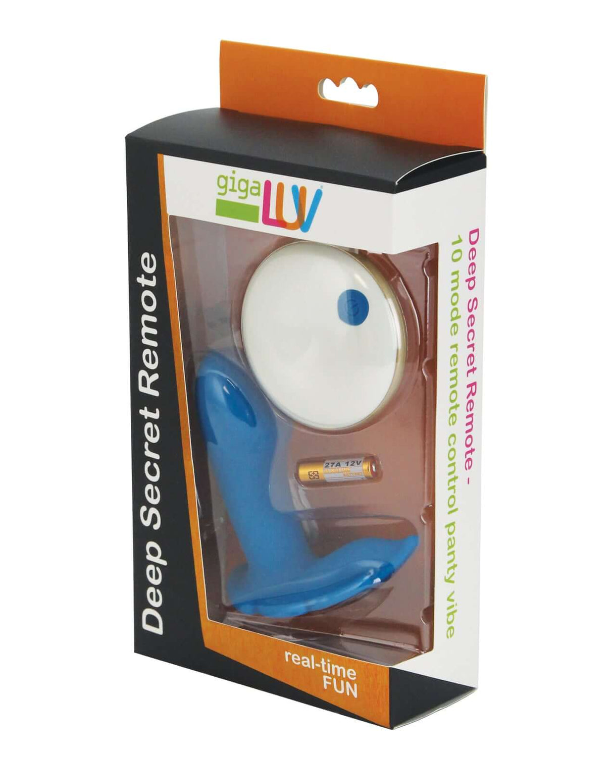 GigaLuv Deep Secret Panty Vibe with Remote Blue packaging featuring a discreet remote-controlled vibrator.