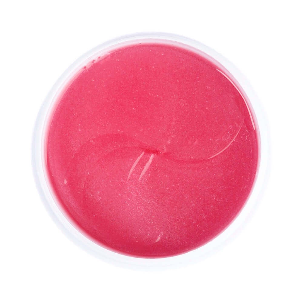 Ily By Je Joue Brightening Jelly Eye Mask 60 Pieces in a pink jelly texture inside a round container.