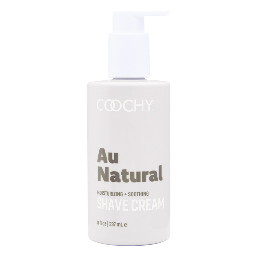 Coochy Shave Cream Au Natural 8 Oz bottle for a rash-free, silky shave and soothing self-care.