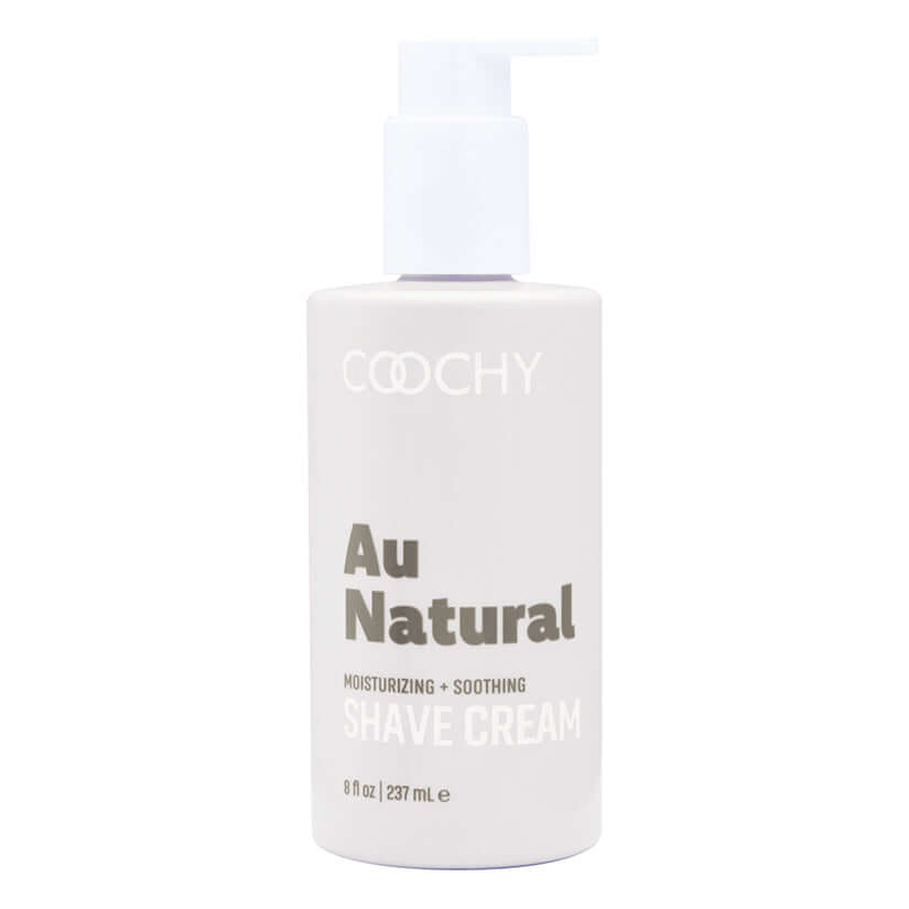 Coochy Shave Cream Au Natural 8 Oz bottle for a rash-free, silky shave and soothing self-care.