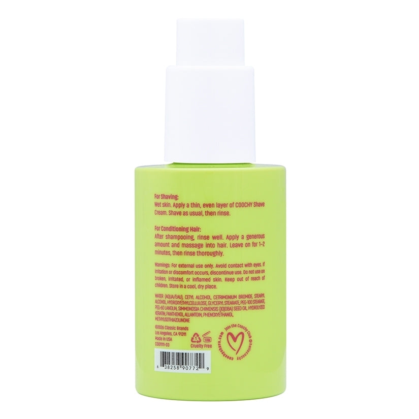Coochy Shave Cream Melon Madness 3.4 Oz bottle with usage instructions on the back.