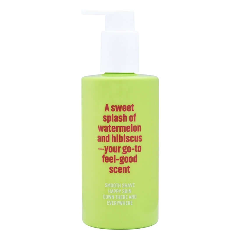Coochy Shave Cream Melon Madness 8 Oz bottle with a sweet fragrance of watermelon and hibiscus for smooth shaving.