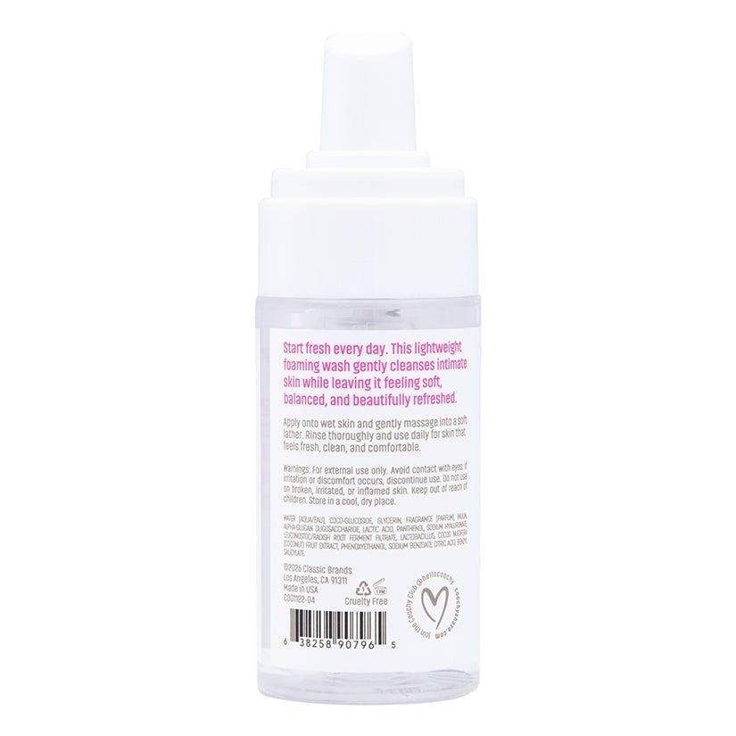 Coochy Fab Fresh Intimate Foaming Cleanser Peony 4 Oz bottle with pump for a gentle, pH-balanced daily wash.