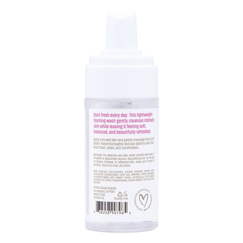 Coochy Fab Fresh Intimate Foaming Cleanser Peony 4 Oz bottle with pump for a gentle, pH-balanced daily wash.