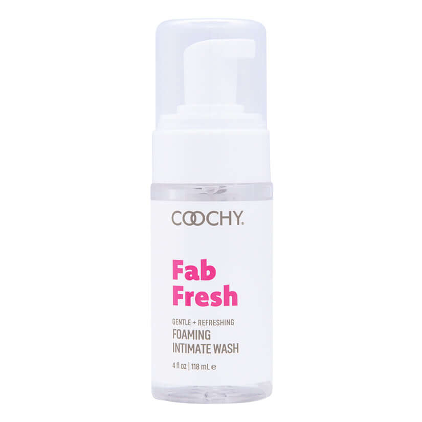 Coochy Fab Fresh Intimate Foaming Cleanser Peony 4 Oz bottle with pump dispenser.