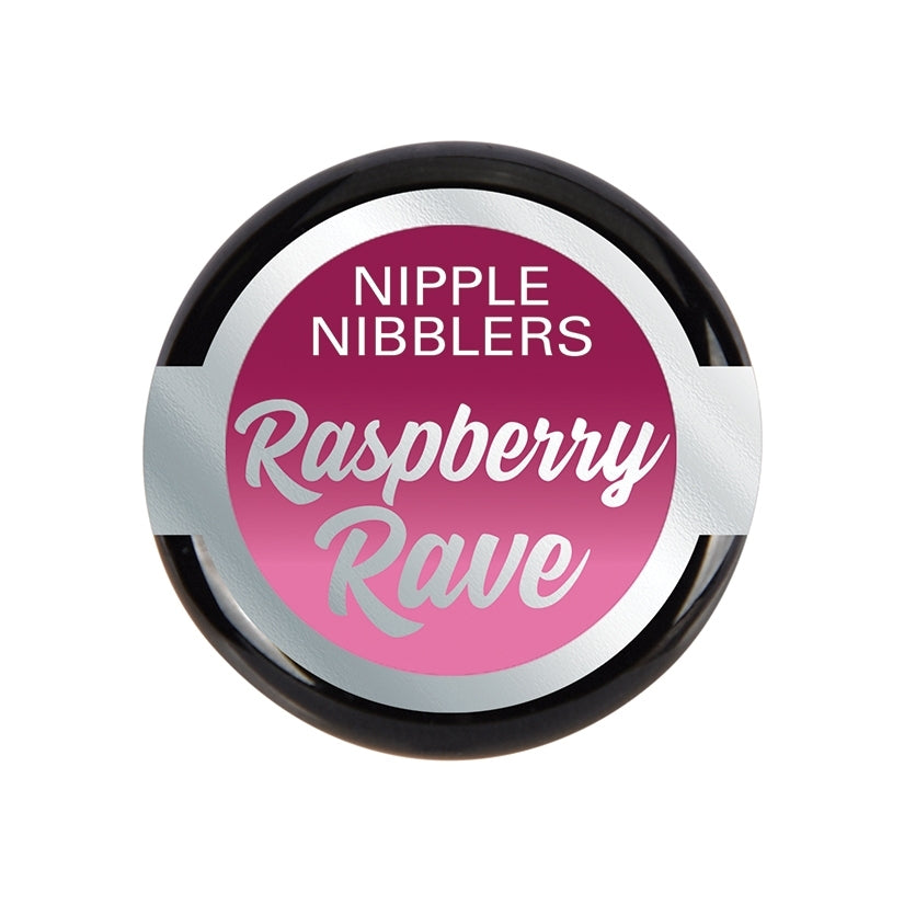 Nipple Nibblers Cool Tingle Balm Raspberry Rave product packaging with vibrant design and colors.