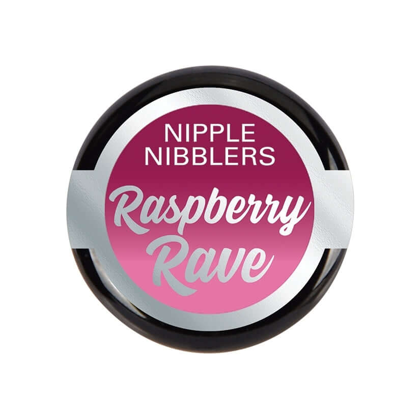 Nipple Nibblers Cool Tingle Balm Raspberry Rave product packaging with vibrant design and colors.