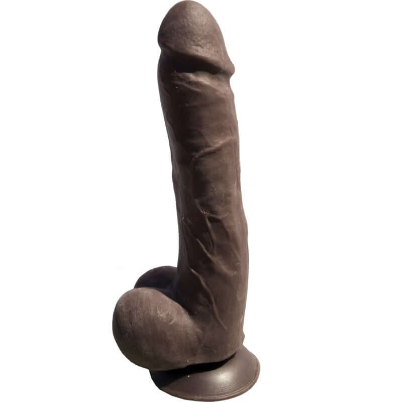 Skinsations Python 9.5 inches Black Diamond Series realistic dildo with contoured shape for hands-free play.
