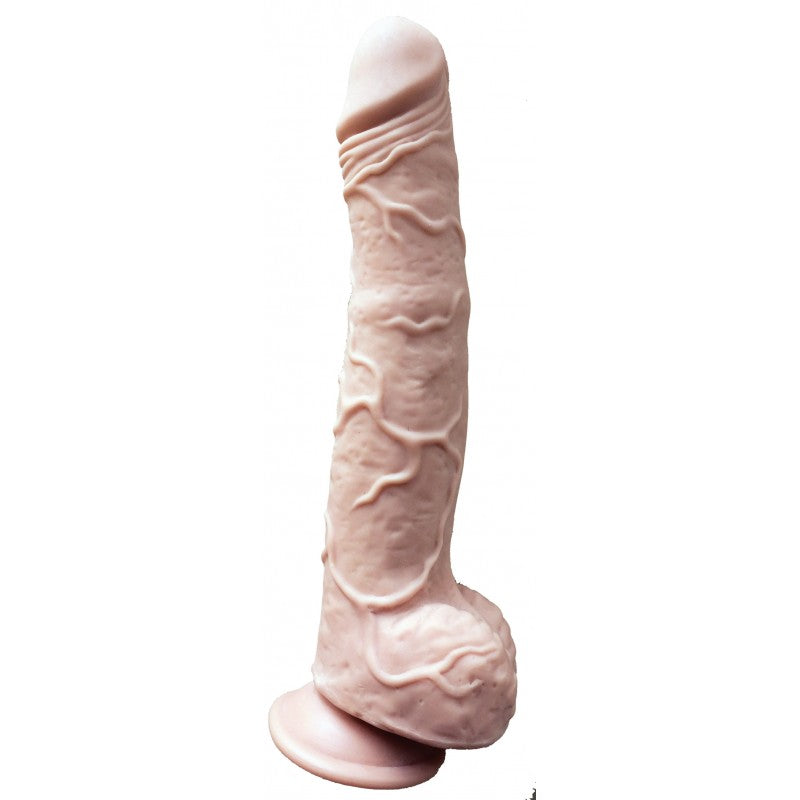 Skinsations Cockasaurus 11 Inch Suction Cup Dildo Beige with realistic texture and contoured design