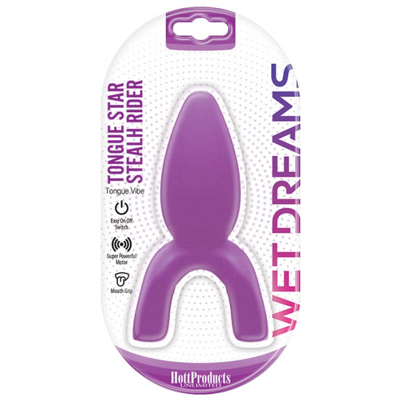 Tongue Star Stealth Rider Contoured Tongue Vibe Purple packaging with features highlighted