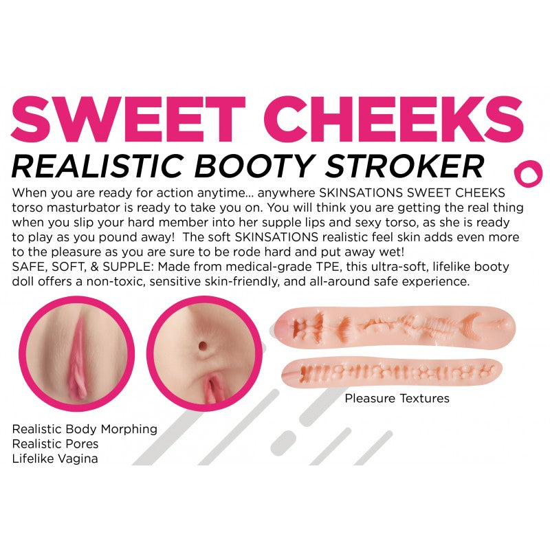 Skinsations Sweet Cheeks Ass & Pussy Stroker Vanilla with realistic body morphing and lifelike textures for enhanced pleasure.