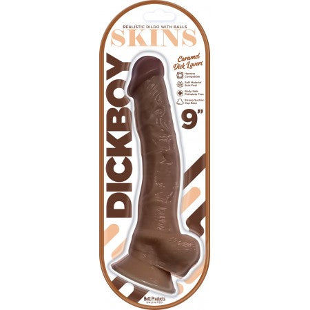 Dickboy Skins Caramel Lovers 9 Inch Suction Cup Dildo with realistic design and strong suction base.