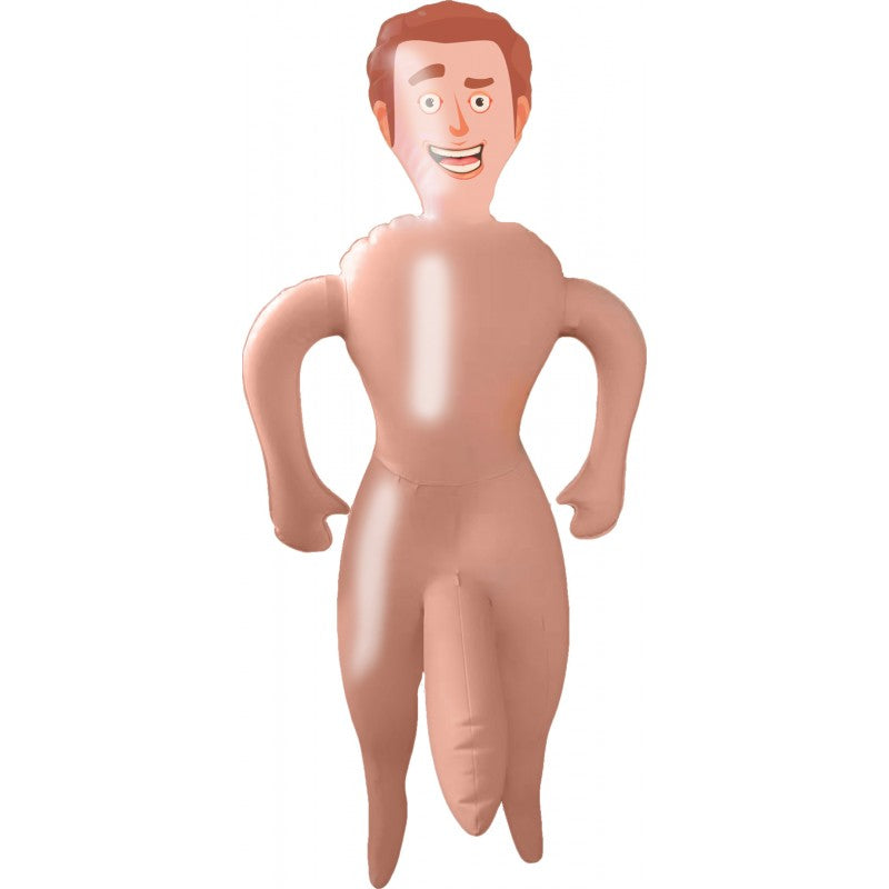 Tiny Tim Blow Up Party Doll Vanilla inflatable novelty with a cheerful face, standing 26 inches tall.
