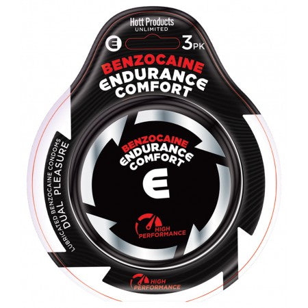 Endurance Comfort Benzocaine Latex Condoms 3 Pack with dual pleasure lubricated condoms for a high performance experience.