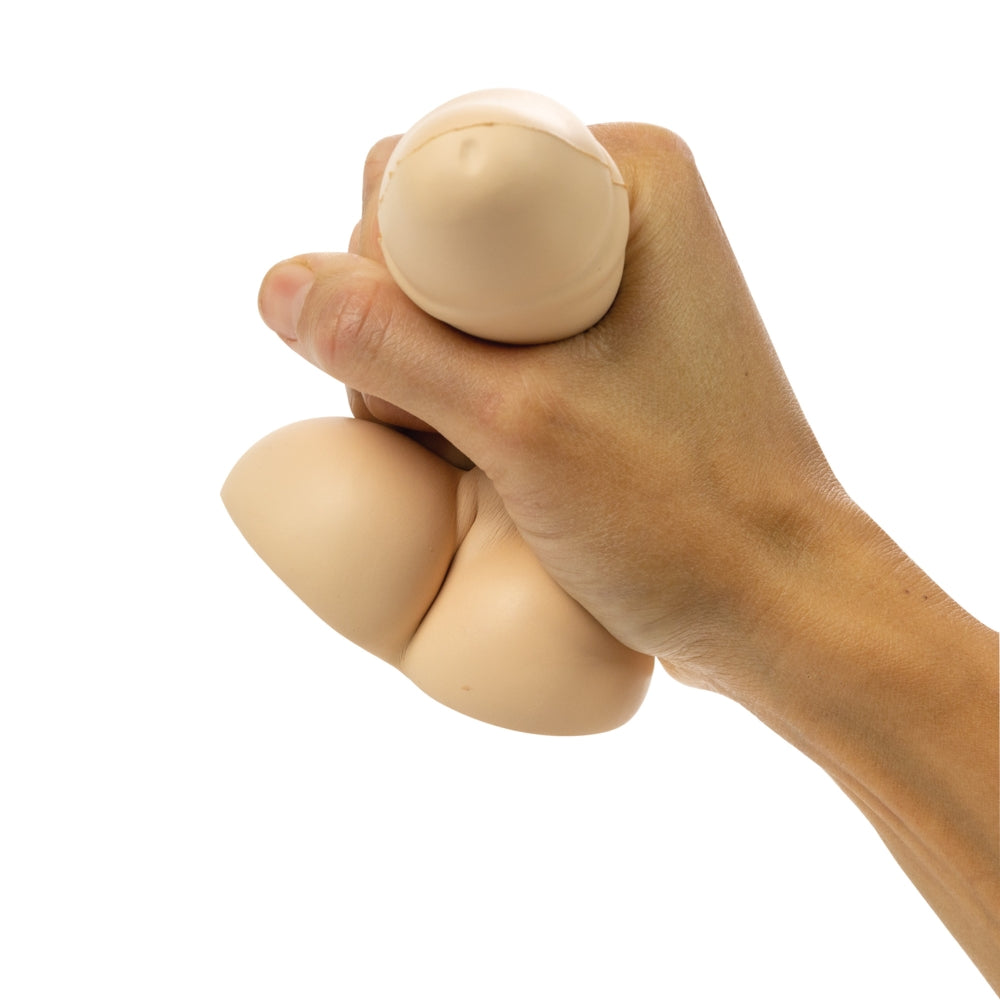 Hott Products Stress Willie Novelty Stress Ball being squeezed to relieve stress and provide comic relief.